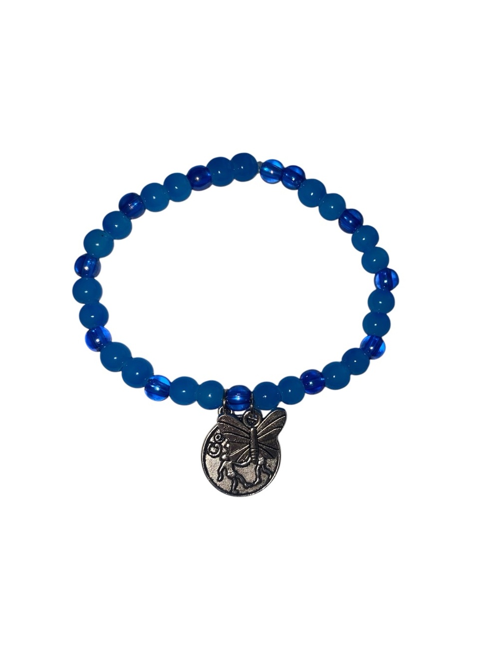 HANDMADE NWOT GEMINI AND BUTTERFLY CHARM BRACELET- BLUE